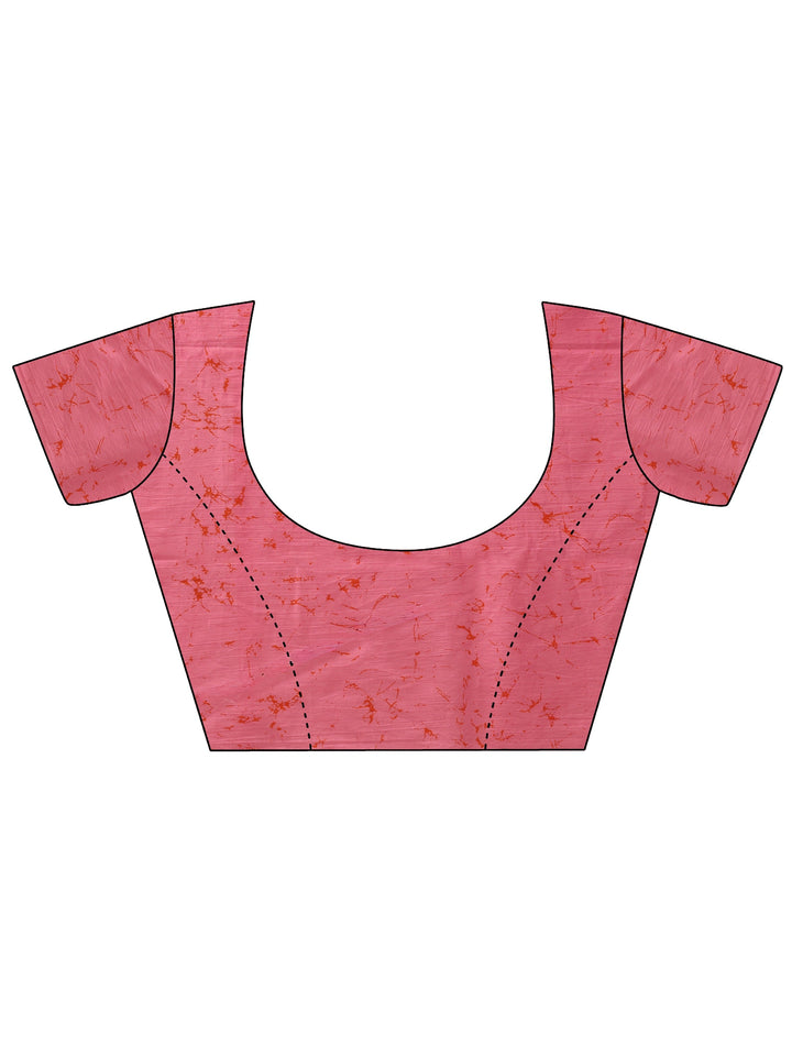 Libas Bubblegum Pink Batik Print Cotton Saree