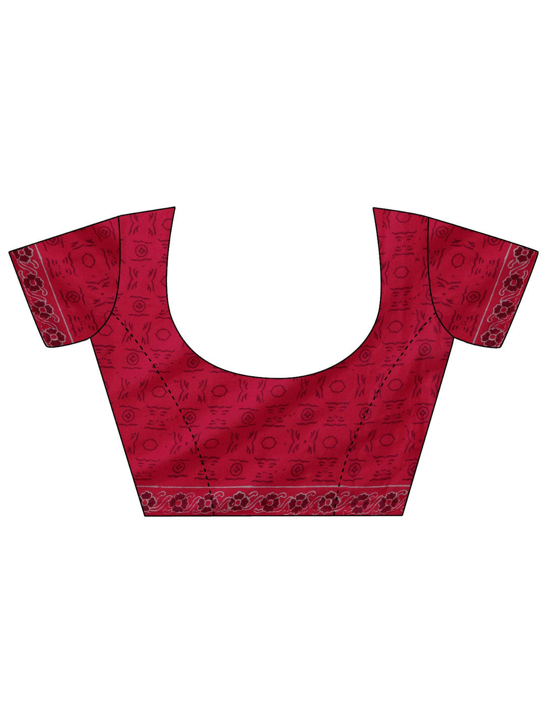 Libas Crimson Red Block Print Cotton Saree