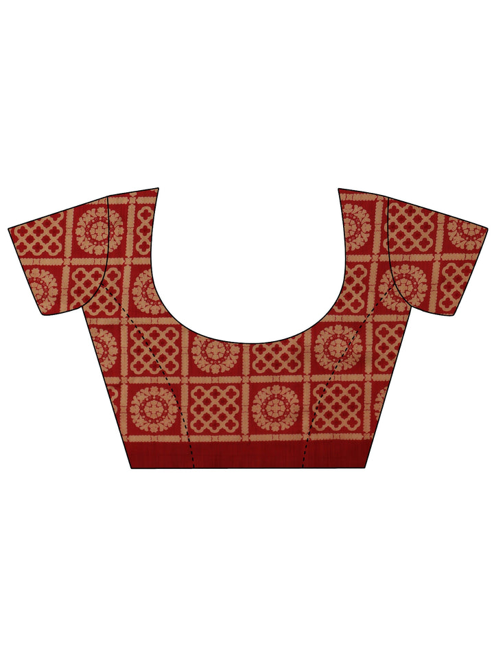 Libas Vermilion Red Printed Silk Blend Saree
