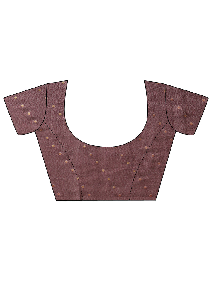 Libas Burgundy Floral Printed Silk Blend Saree with Woven Border