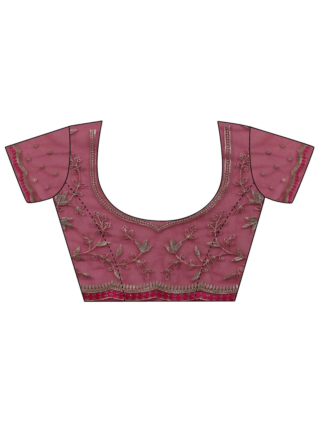 Libas Rani Pink Floral Embroidered Net Saree