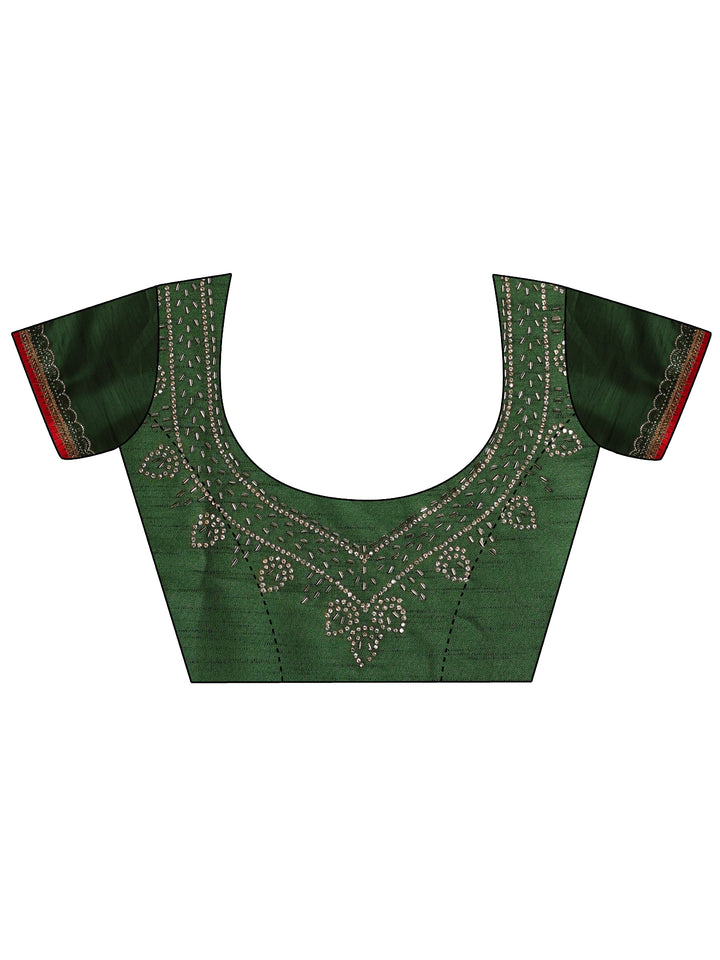 Libas Crimson Red Leheriya Printed Embellished Georgette Saree