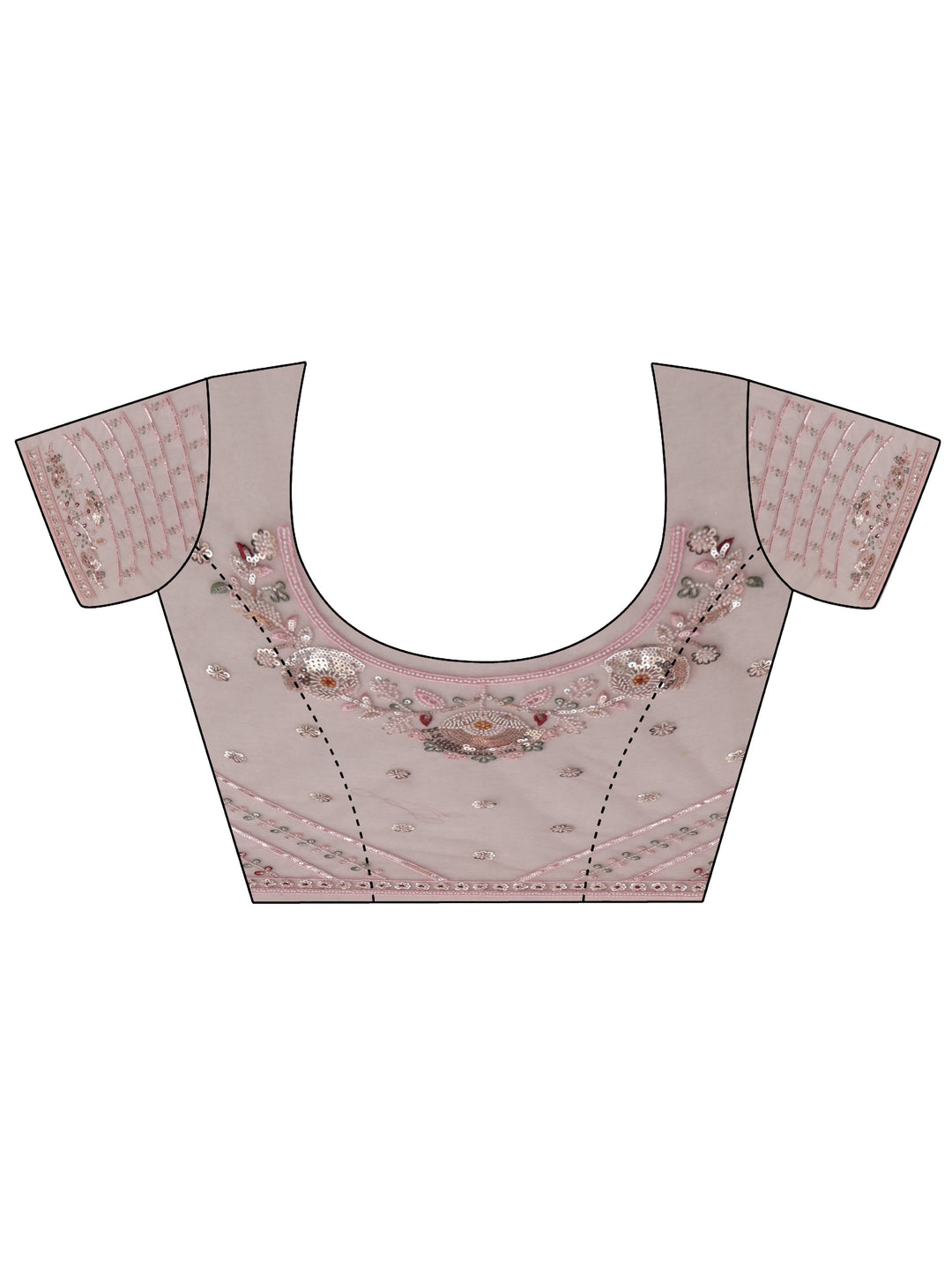 Libas Art Blush Pink Bead and Sequin Embellished Floral Net Saree
