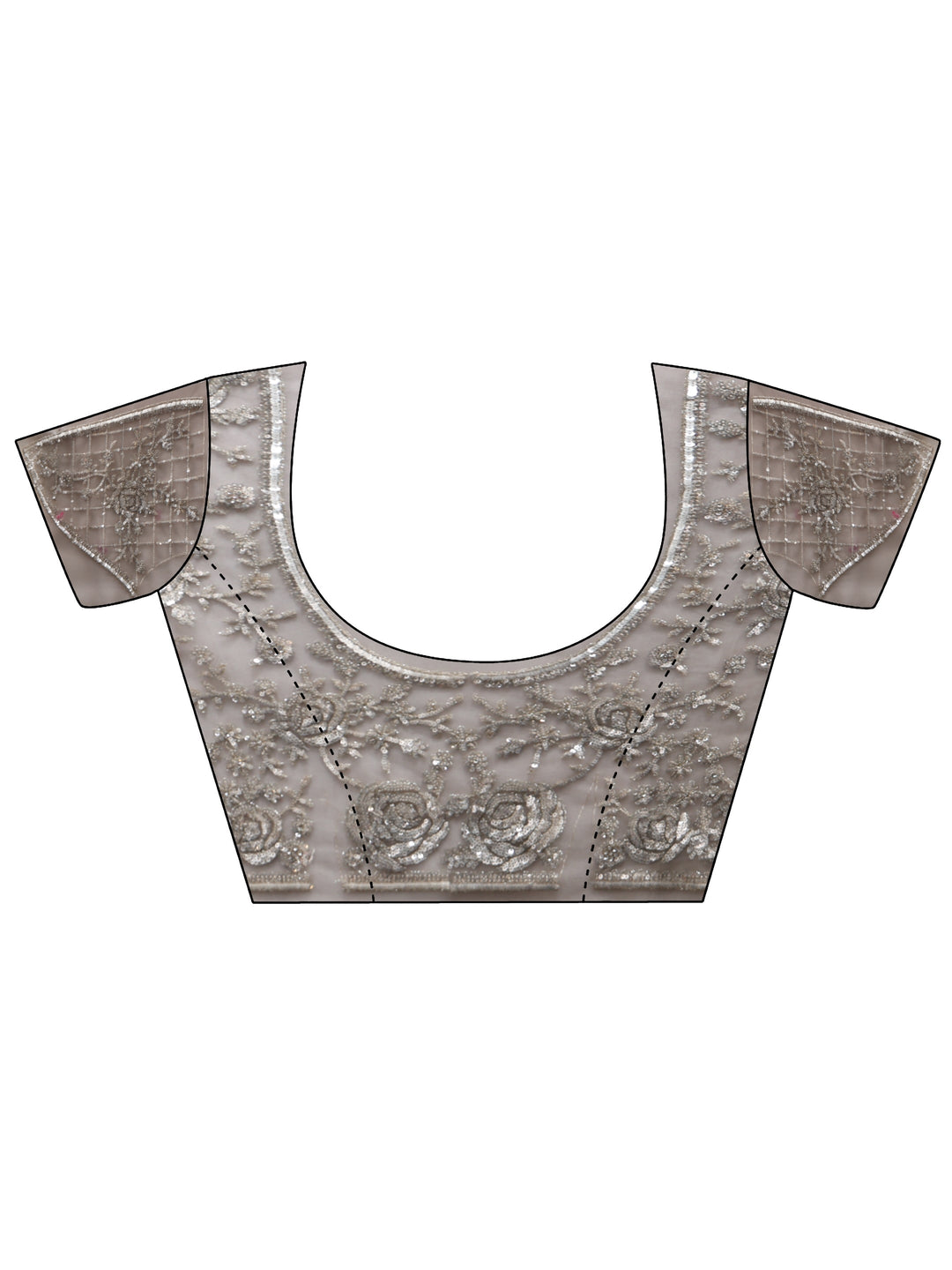 Libas Art Taupe Grey Sequin Embellished Floral Net Saree