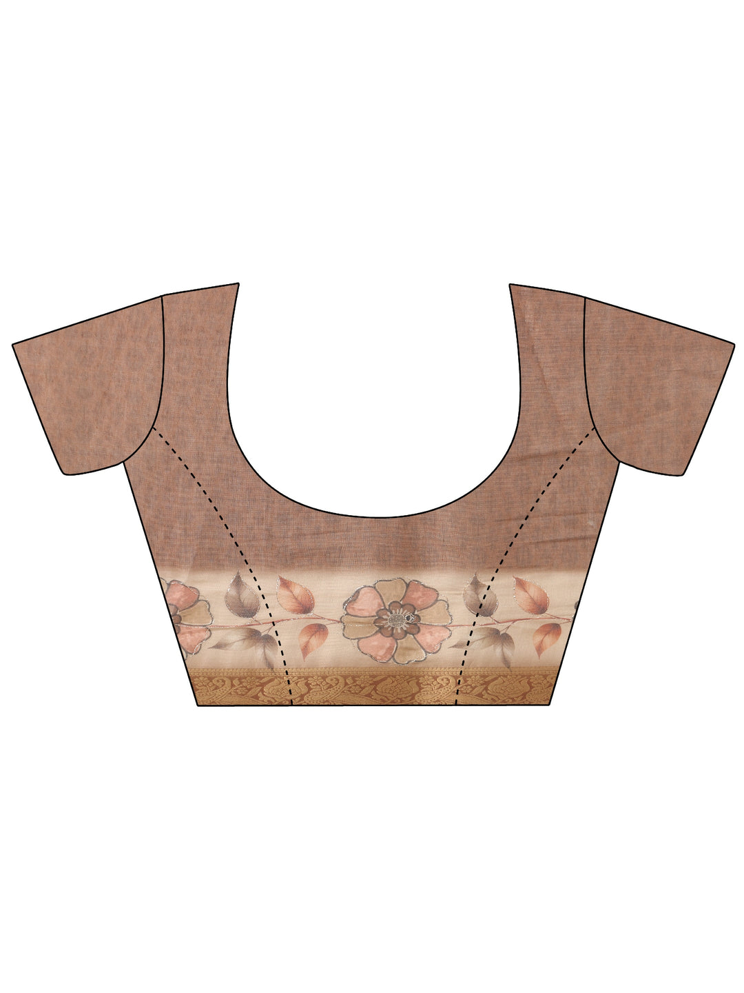 Libas Brown Floral Printed Silk Blend Ombre Saree with Woven Border