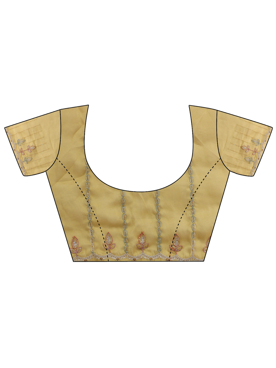 Libas Sunshine Yellow Leafy Embroidered Tissue Saree