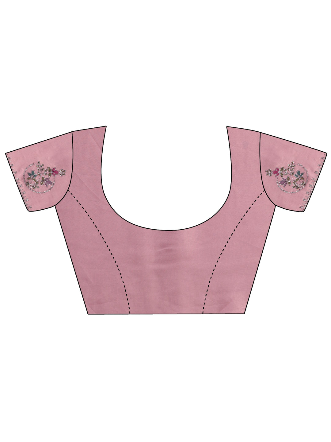 Libas Baby Pink Floral Embellished Tissue Saree