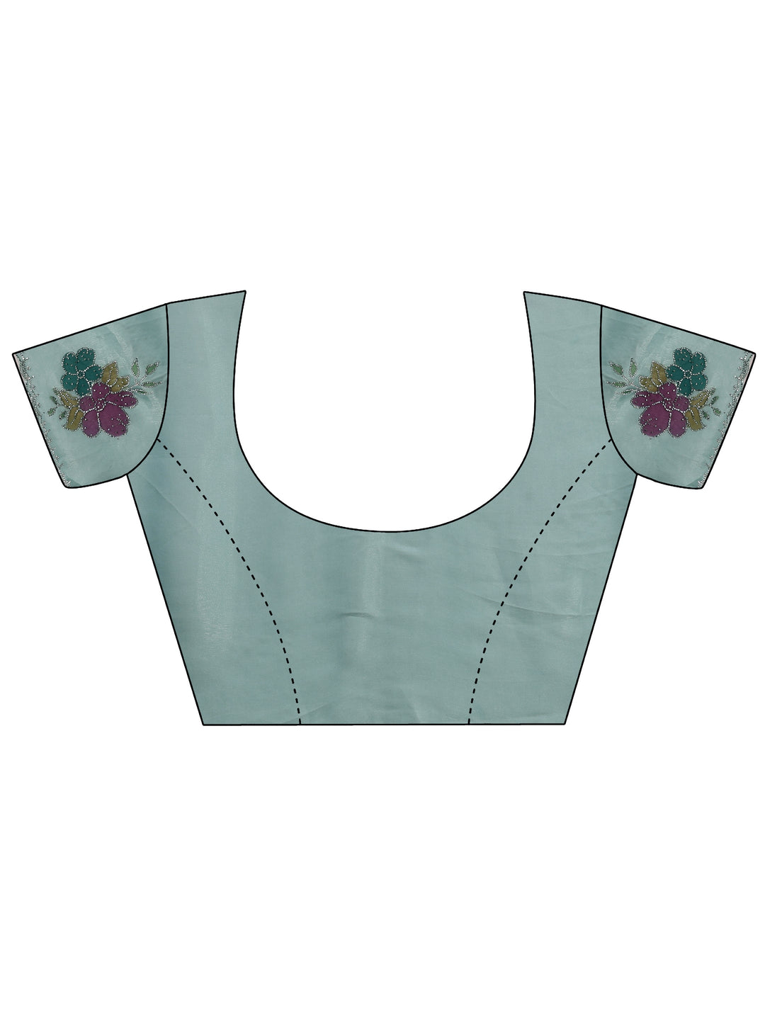Libas Powder Blue Floral Embellished Tissue Saree