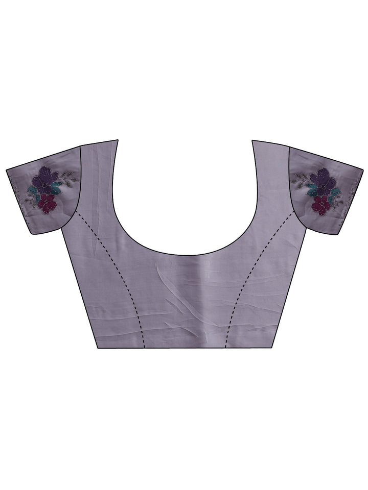 Libas Lavender Floral Embellished Tissue Saree