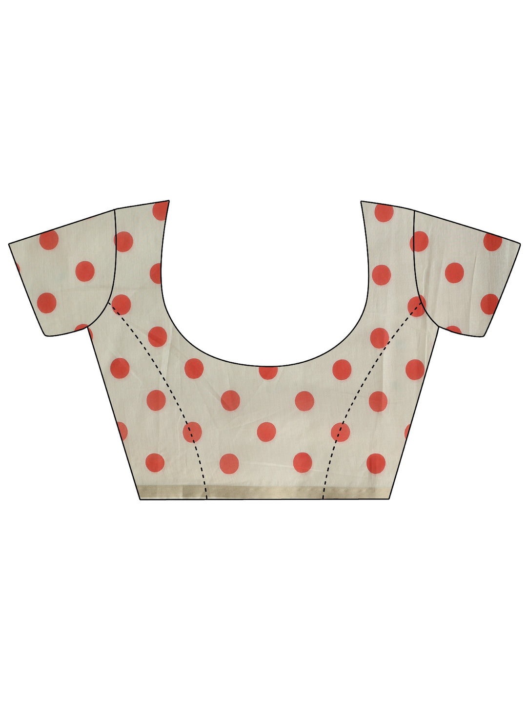 Libas Beige Polka Dot Print Cotton Blend Saree