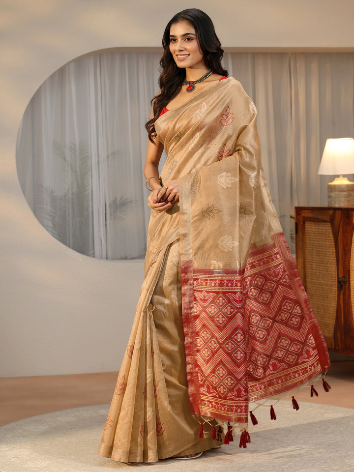 Libas Gold Bandhani Silk Blend Saree