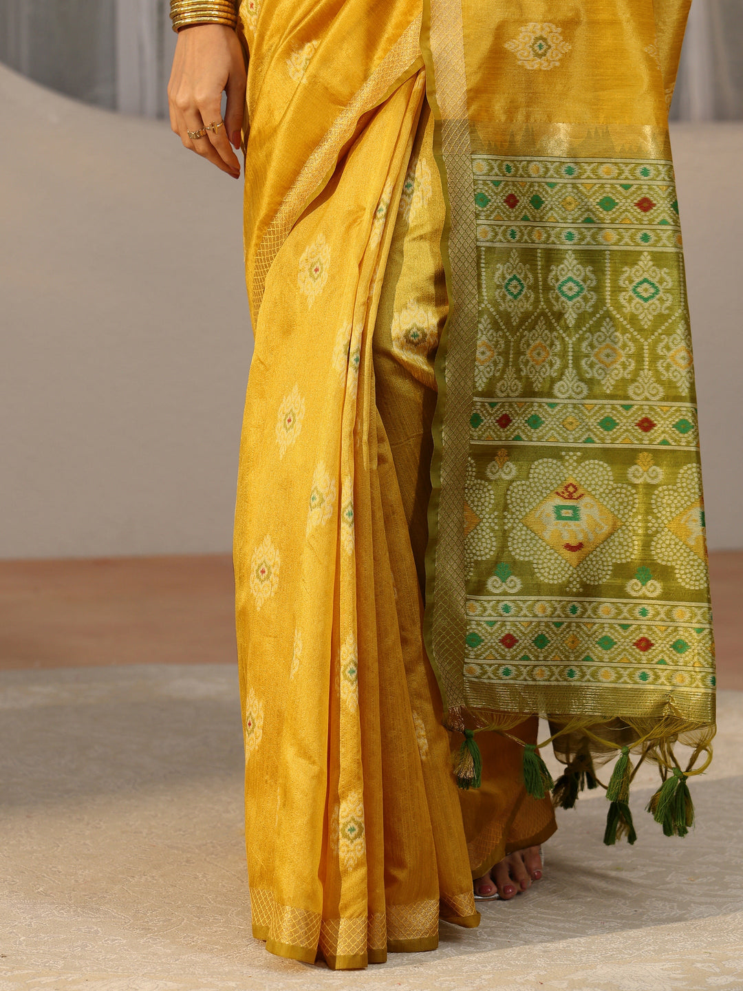 Libas Mustard Woven Design Silk Blend Saree