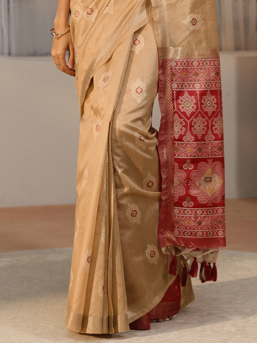 Libas Gold Woven Design Silk Blend Saree