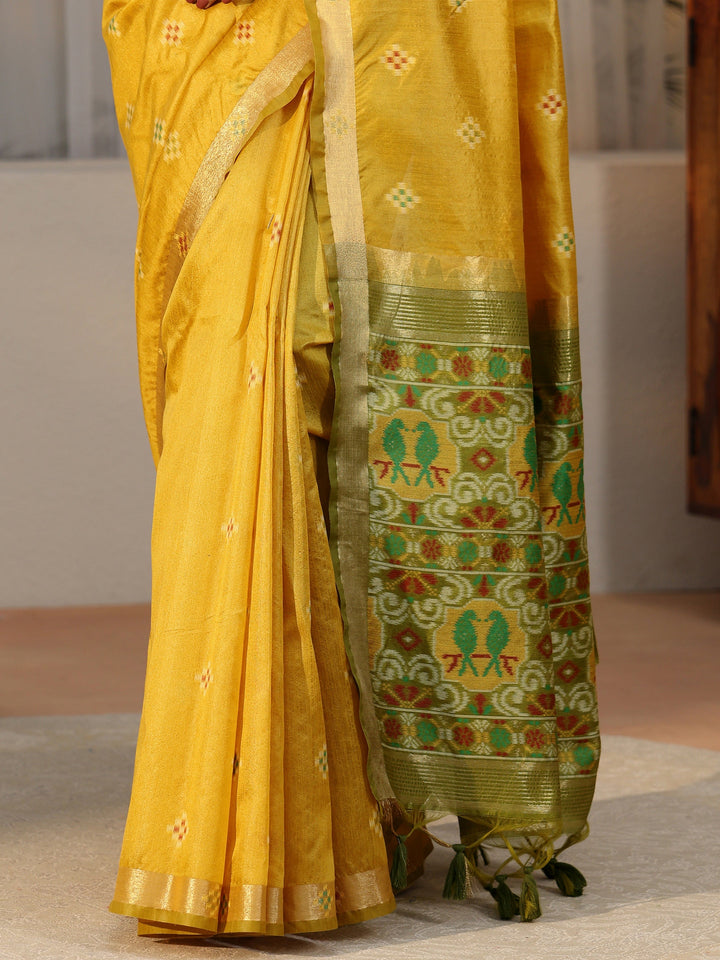 Libas Mustard Woven Design Silk Blend Saree