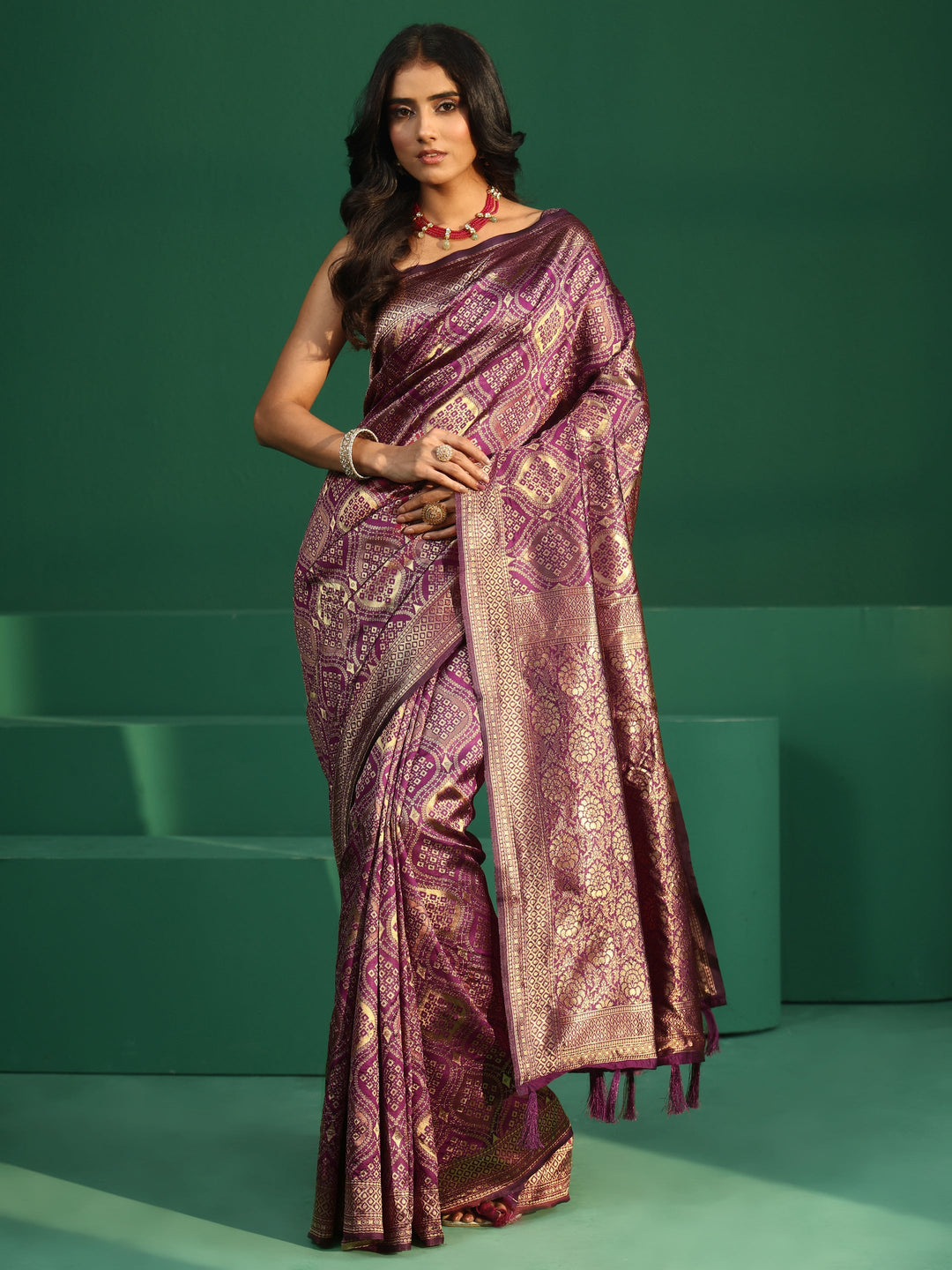 Libas Magenta Pink Brocade Saree
