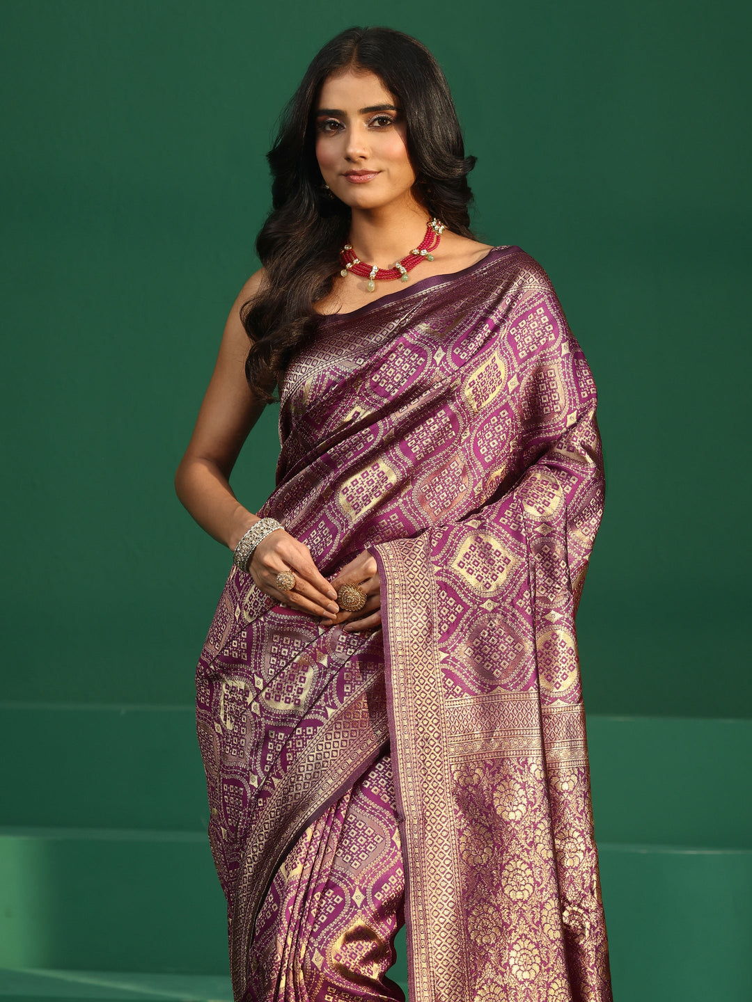 Libas Magenta Pink Brocade Saree