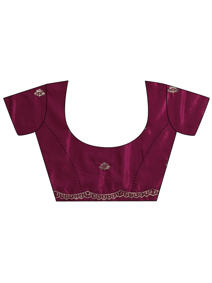 Libas Magenta Pink Sequin Embellished Leafy Pattern Satin Saree