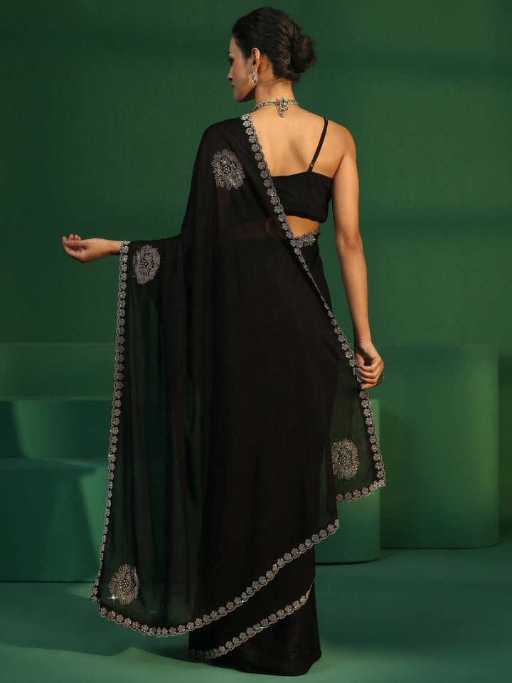 Libas Midnight Black Embellished Silk Blend Saree