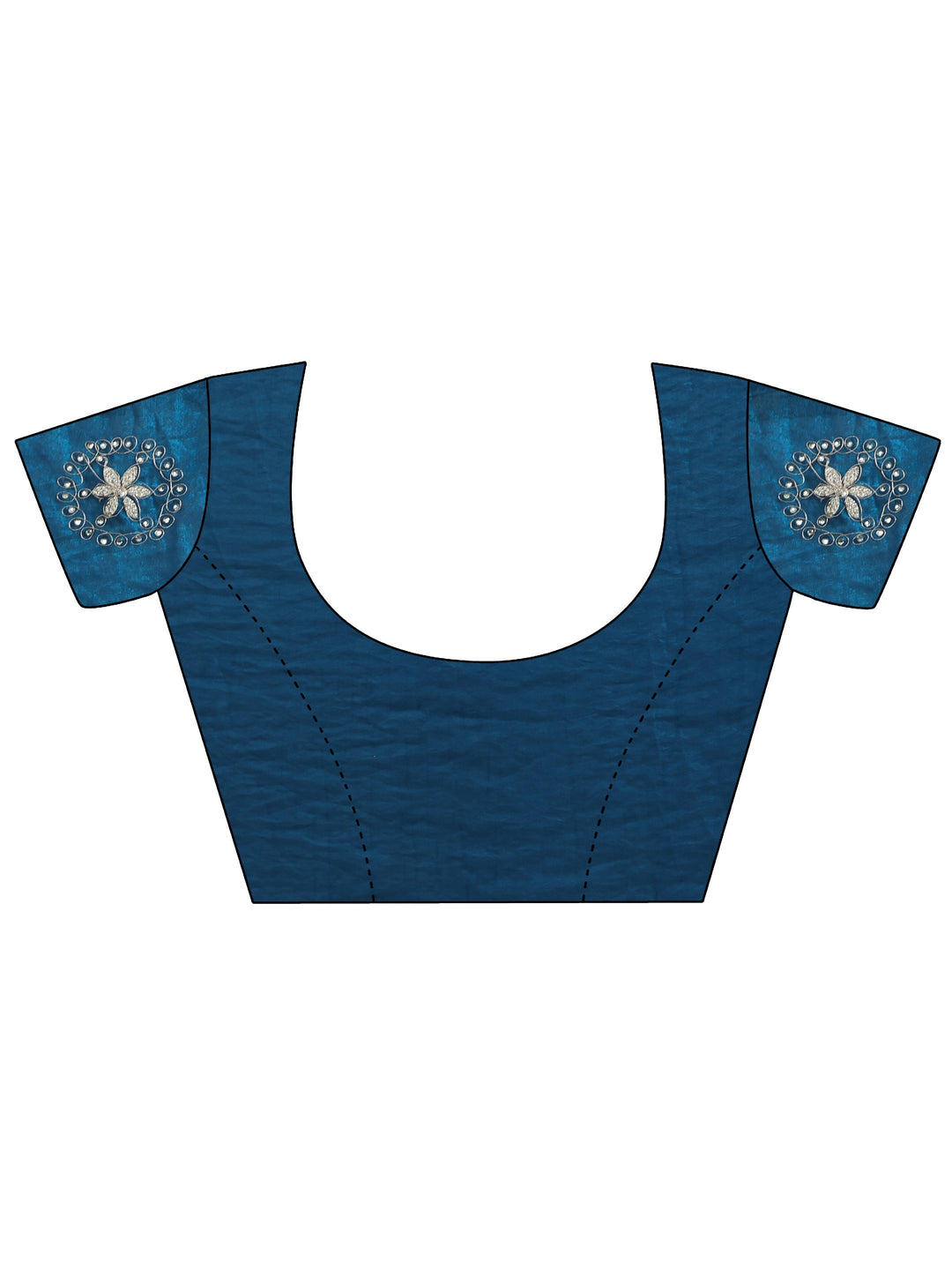 Libas Navy Blue Tissue Saree with Applique Design