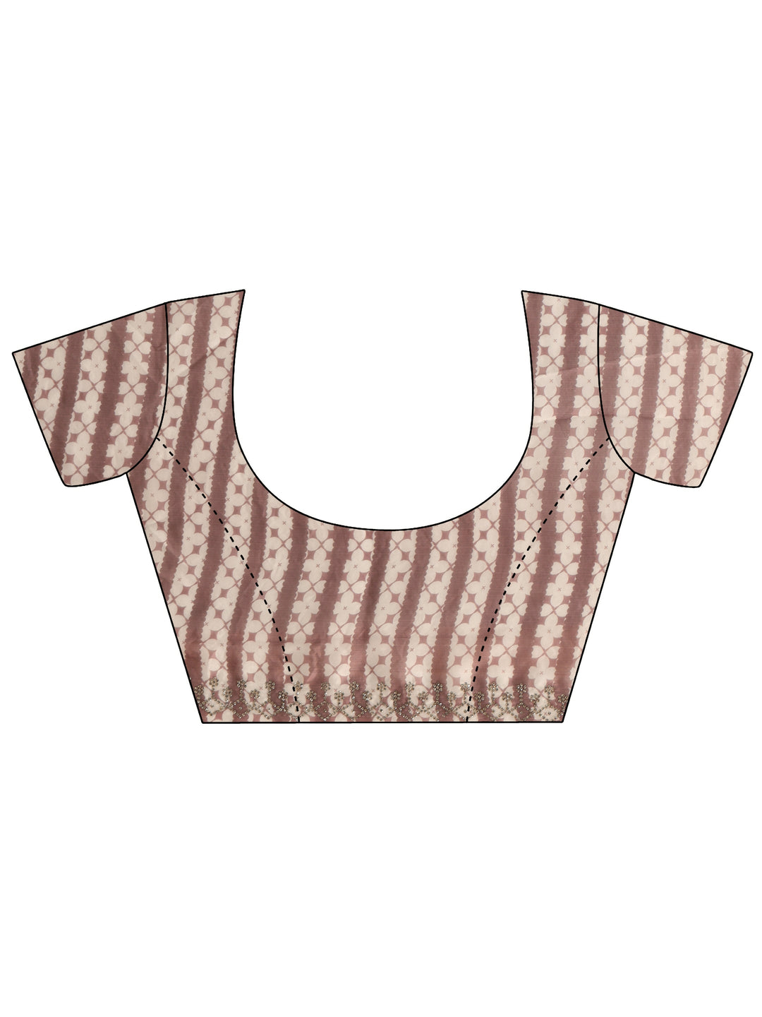 Libas Brown Geometric Embellished Tissue Saree