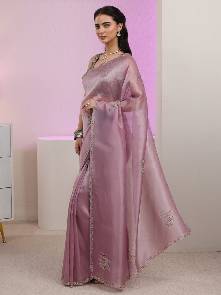 Libas Lavender Embellished Organza Saree