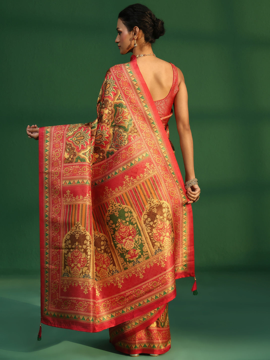Libas Multicolour Woven Design Silk Blend Saree