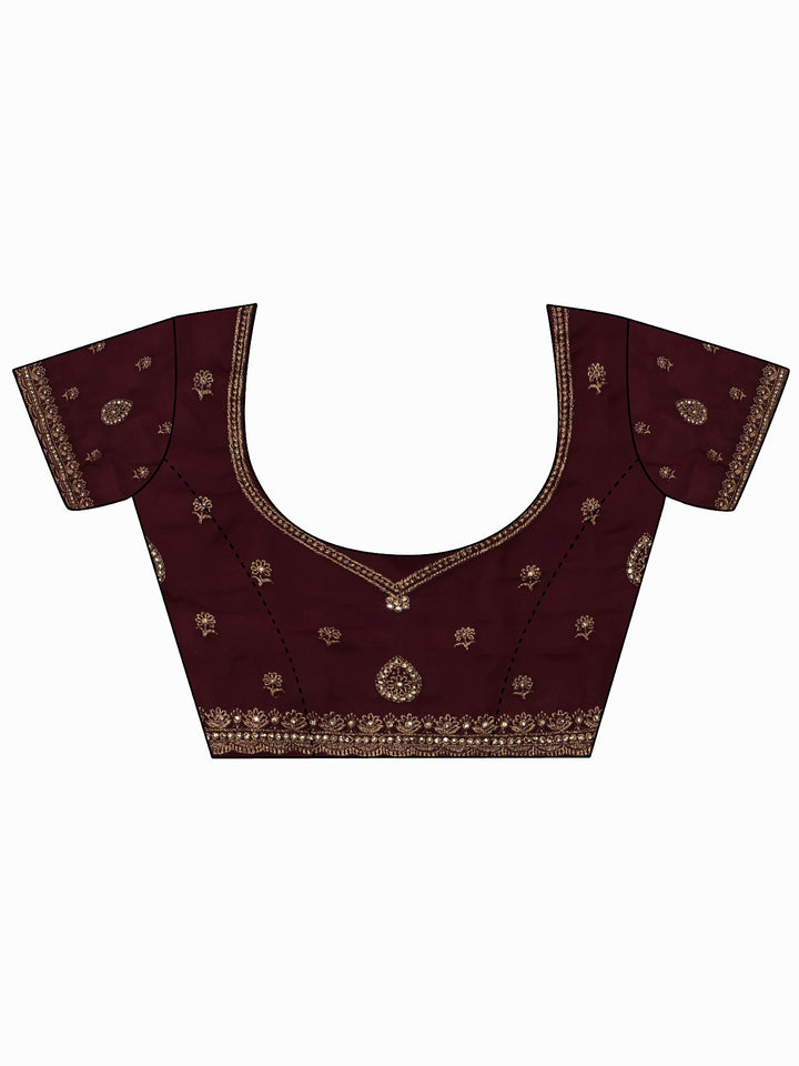 Libas Art Maroon Floral Embellished Georgette Saree