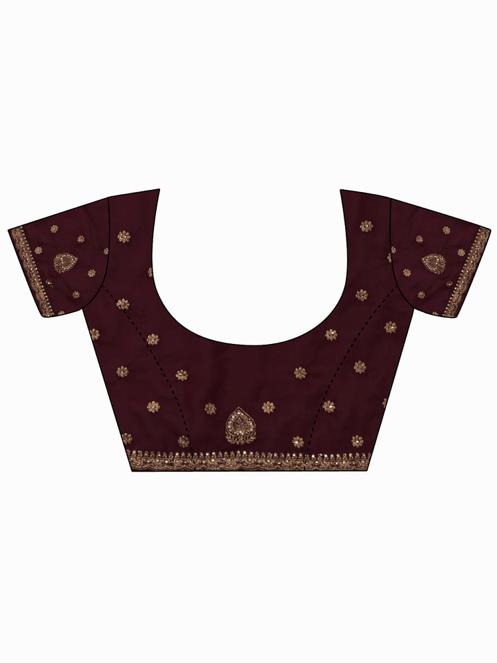 Libas Art Maroon Floral Embellished Georgette Saree