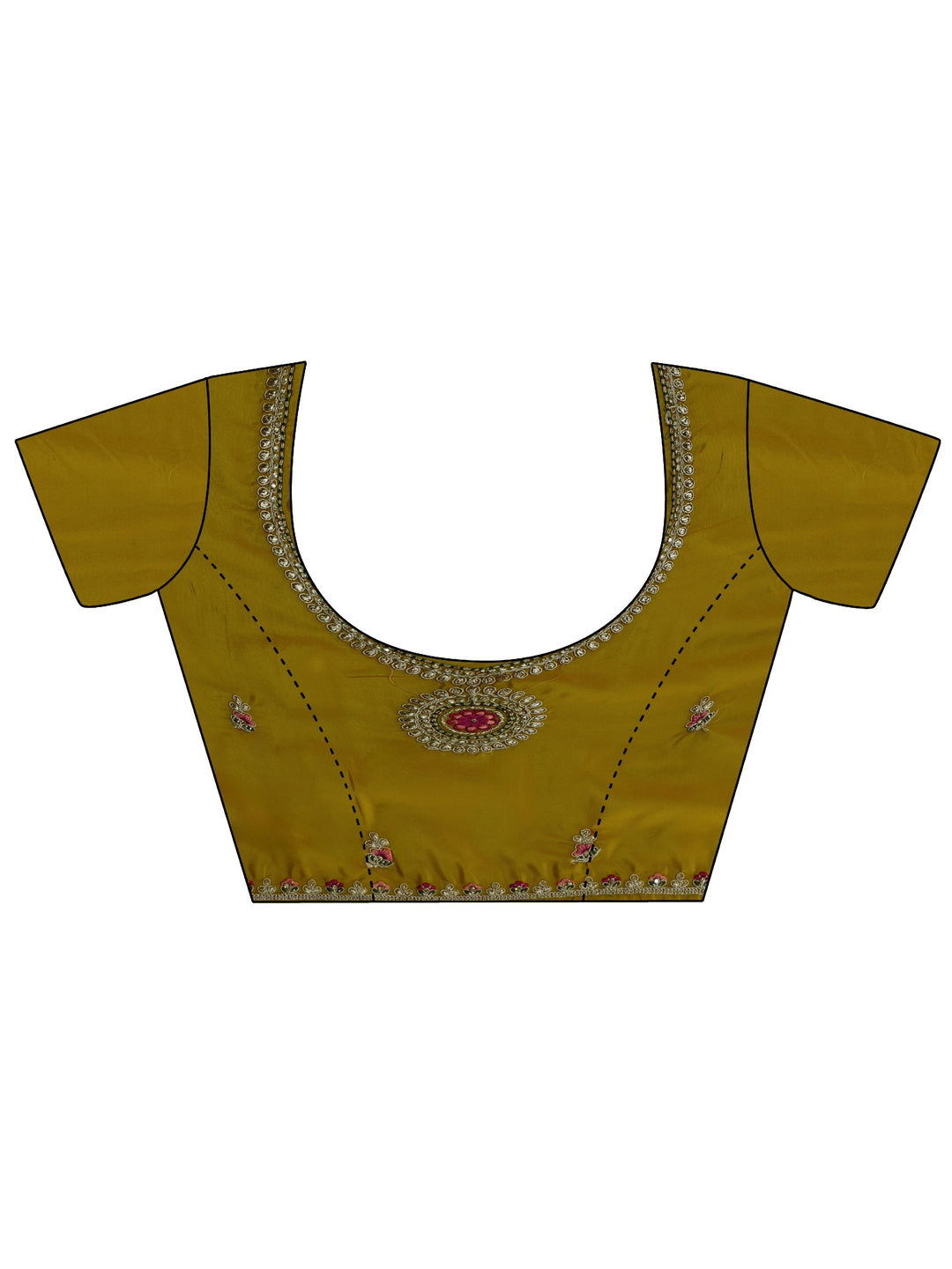 Libas Mustard Floral Embroidered Tissue Saree