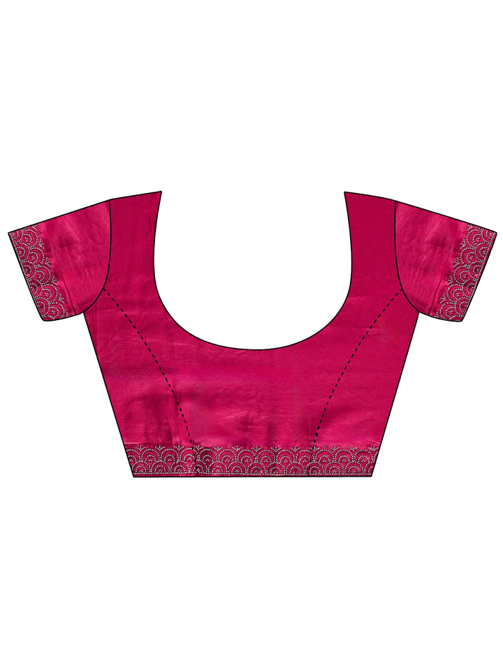 Libas Pink Stone Work Embellished Satin Saree