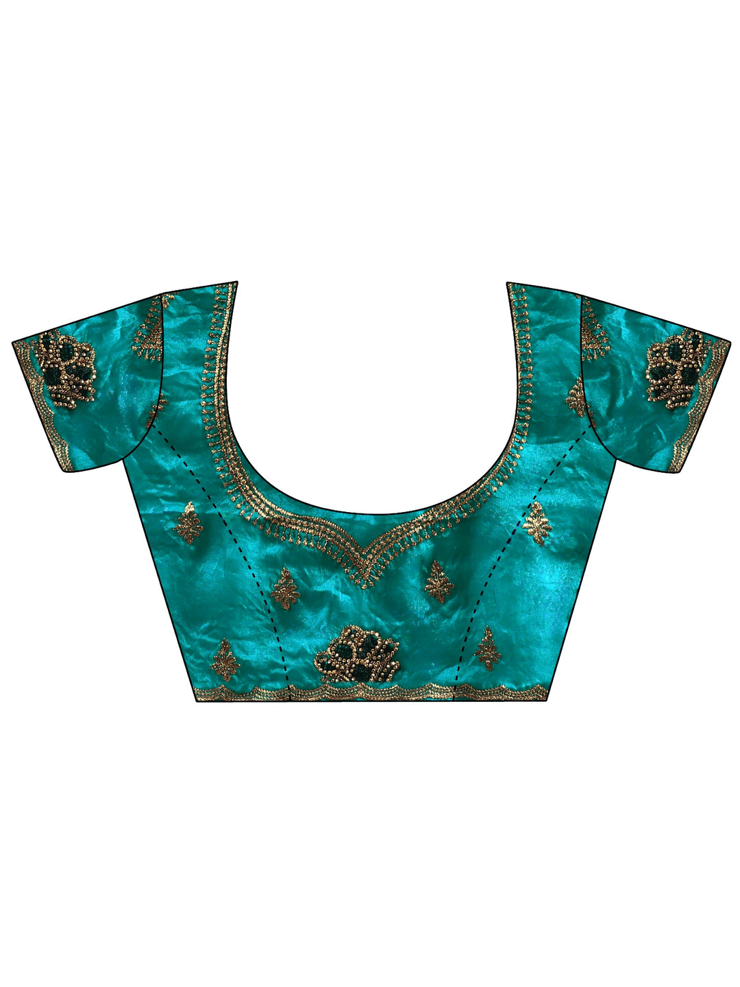 Libas Sea Green Floral Stone Work Embellished Tissue Saree