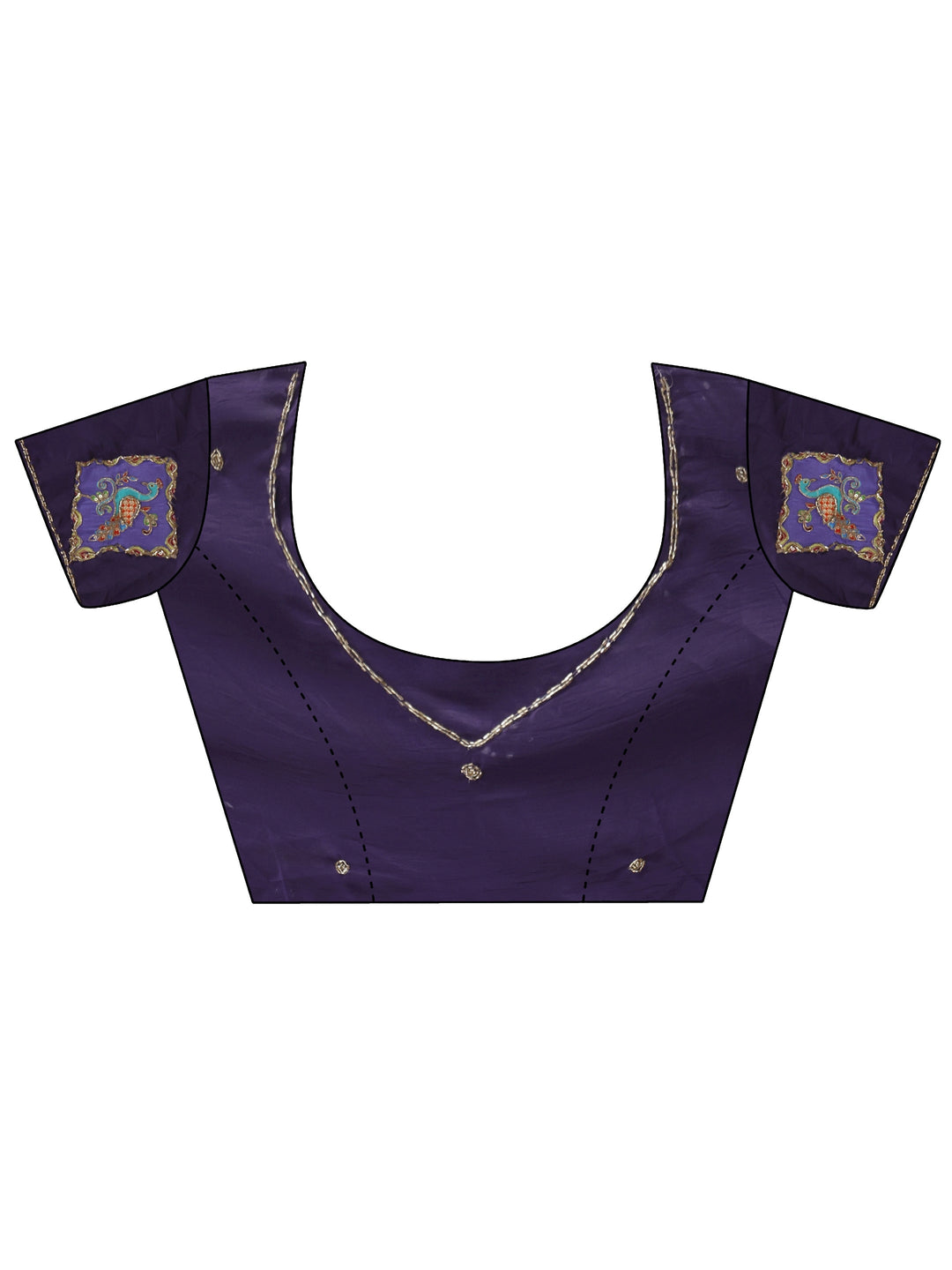 Libas Purple Satin Saree with Applique Design
