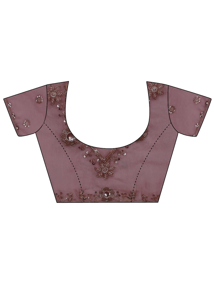 Libas Dusty Pink Floral Embellished Tissue Saree