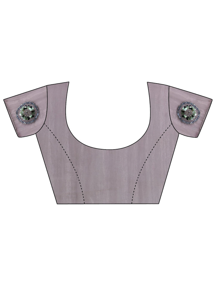 Libas Lavender Tissue Saree with Applique Design
