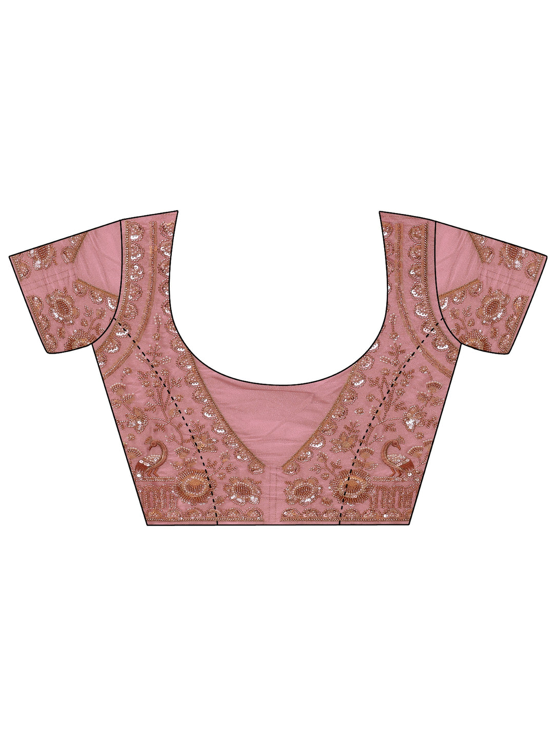 Libas Art Cerise Pink Floral Embellished Tissue Saree