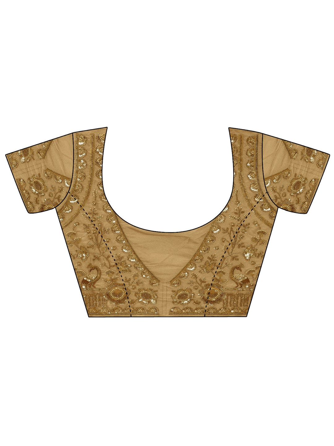 Libas Art Golden Floral Embellished Tissue Saree
