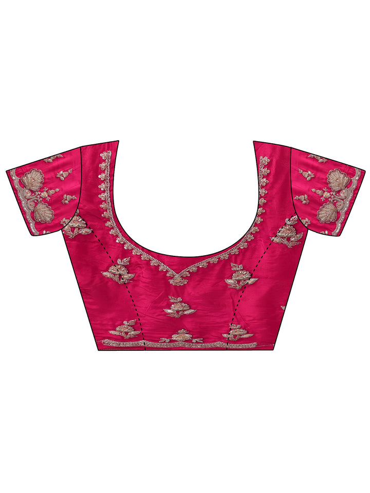 Libas Art Pink Woven Design Silk Blend Saree with Embellished Border