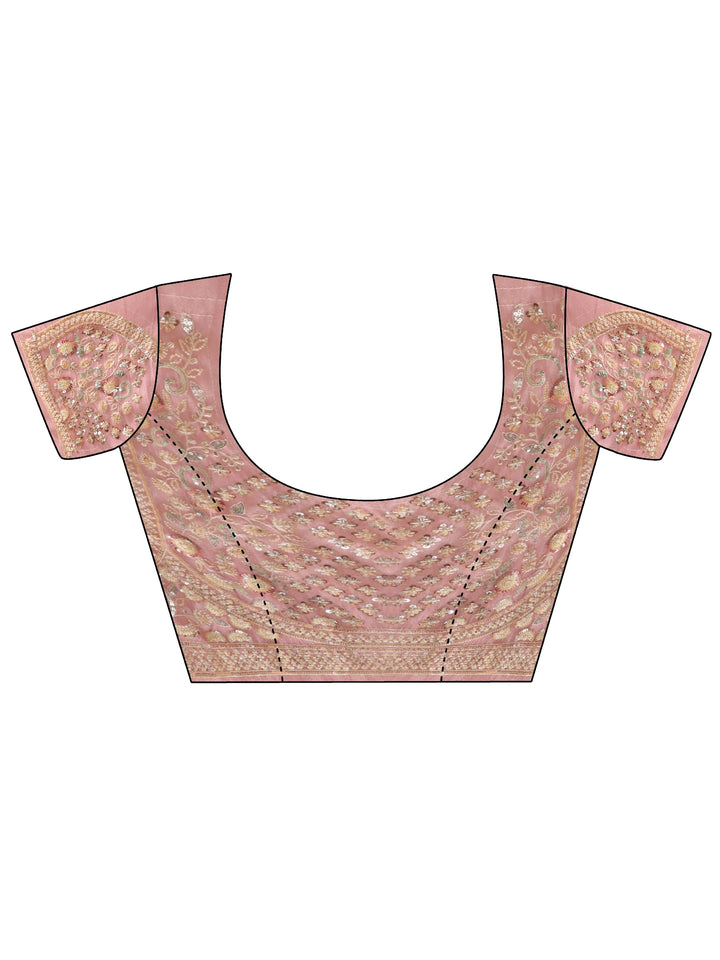 Libas Art Lavender Floral Bead and Sequin Embellished Tissue Saree