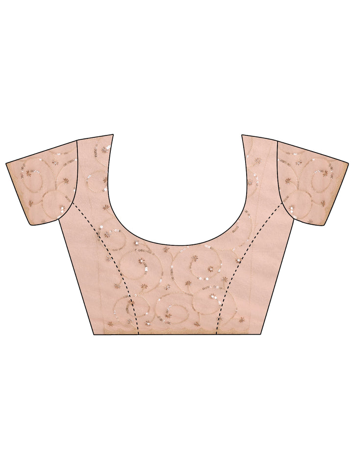 Libas Art Baby Pink Net Saree with Bead and Sequin Embellishment