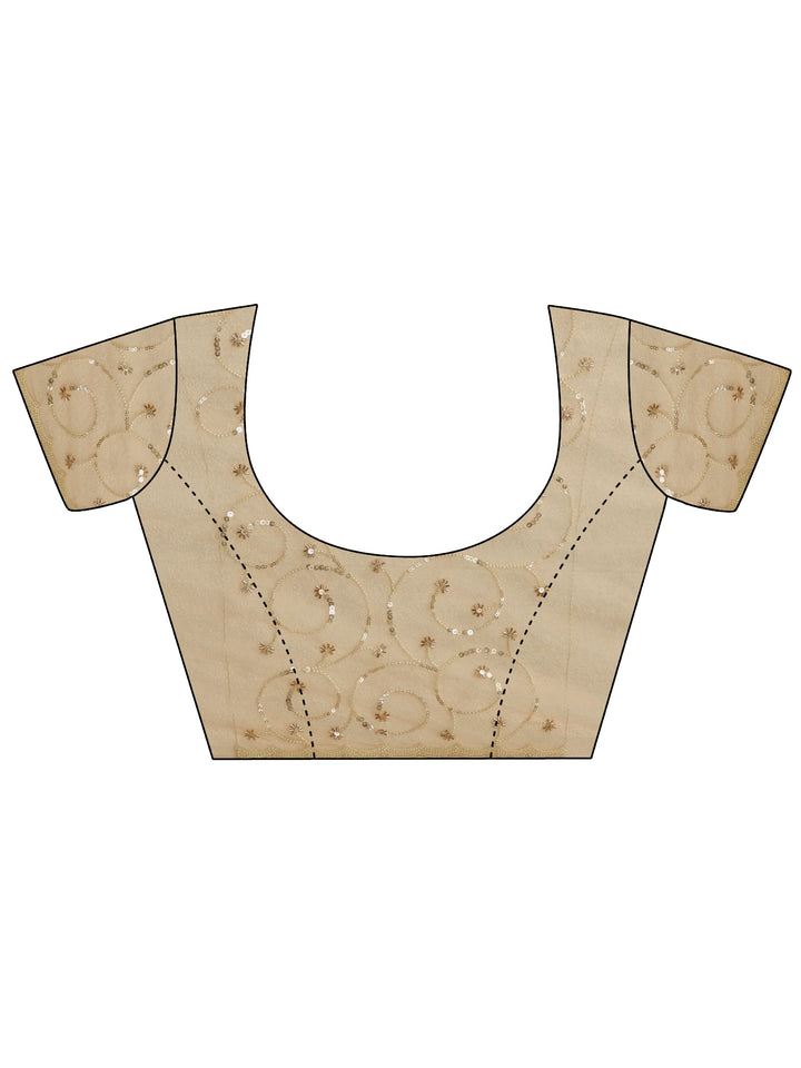 Libas Art Beige Net Saree with Bead and Sequin Embellishment