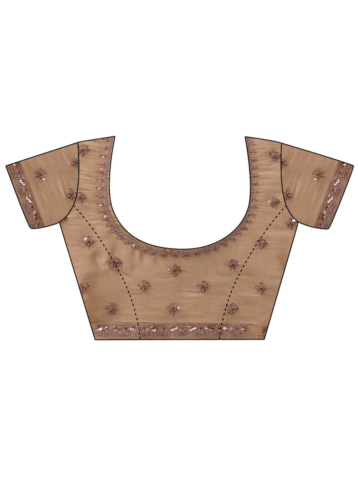 Libas Art Golden Tissue Saree with Sequin and Zari Embellished Border