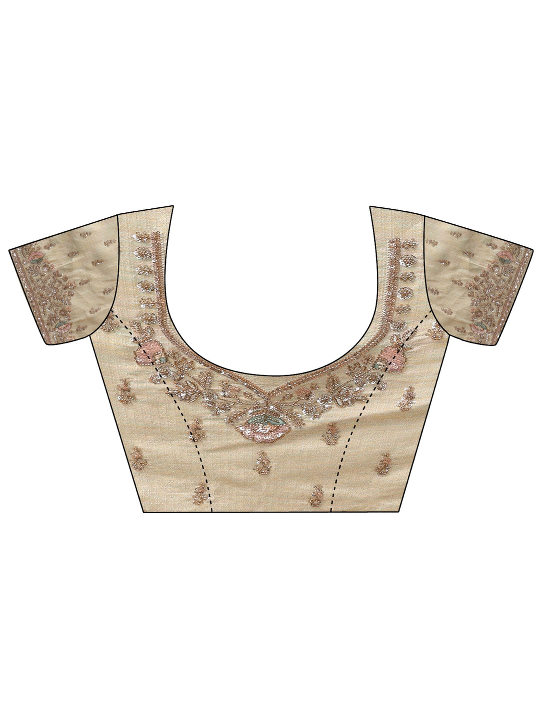 Libas Art Ivory Silk Blend Saree with Embellished Border