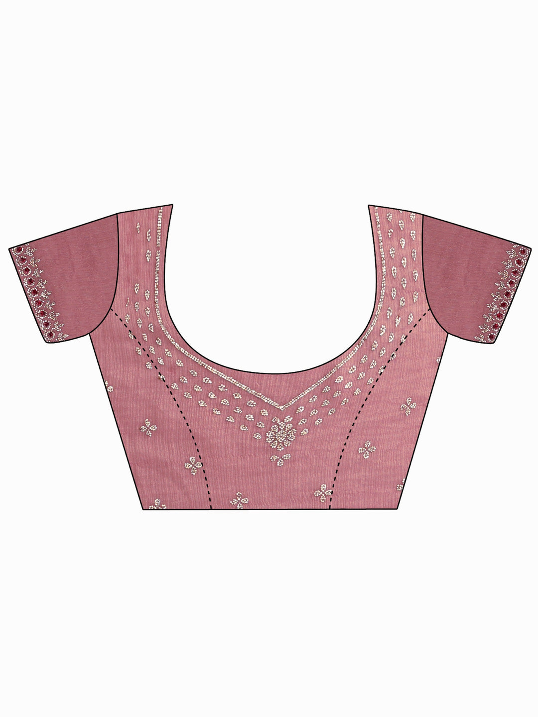 Libas Pink Floral Embroidered Tissue Saree
