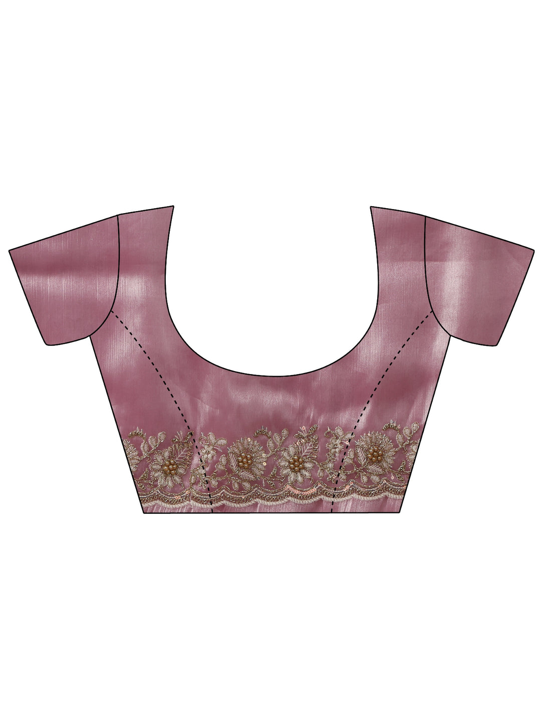 Libas Pink Floral Embroidered Tissue Saree