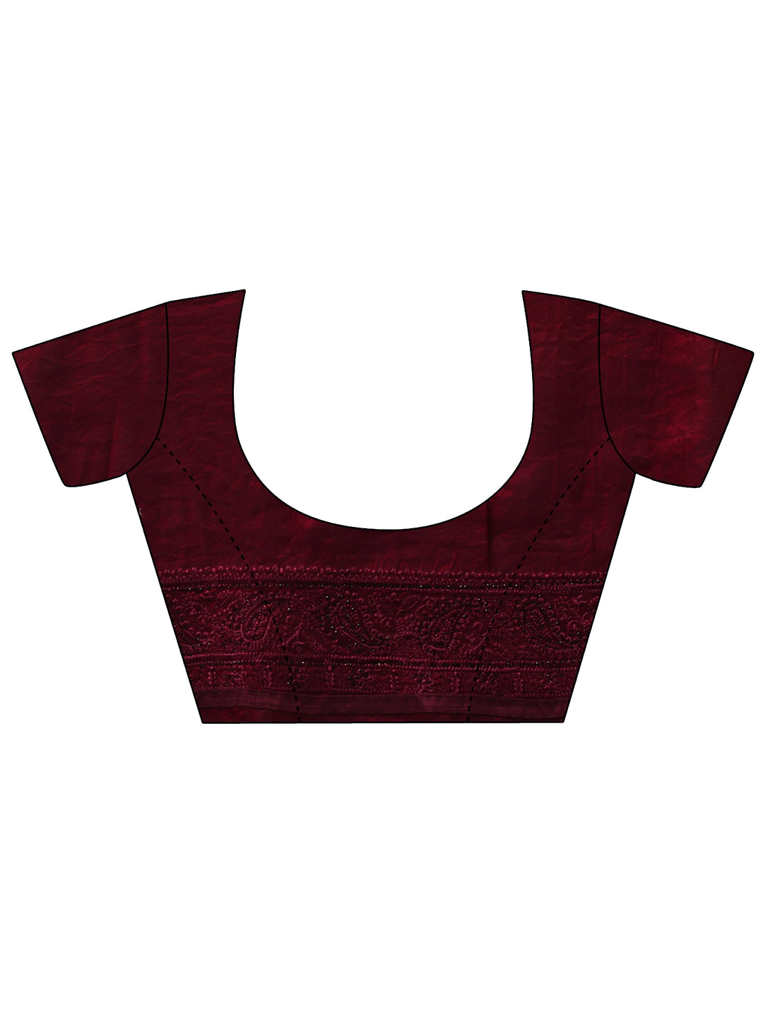 Libas Art Burgundy Embroidered Tissue Saree