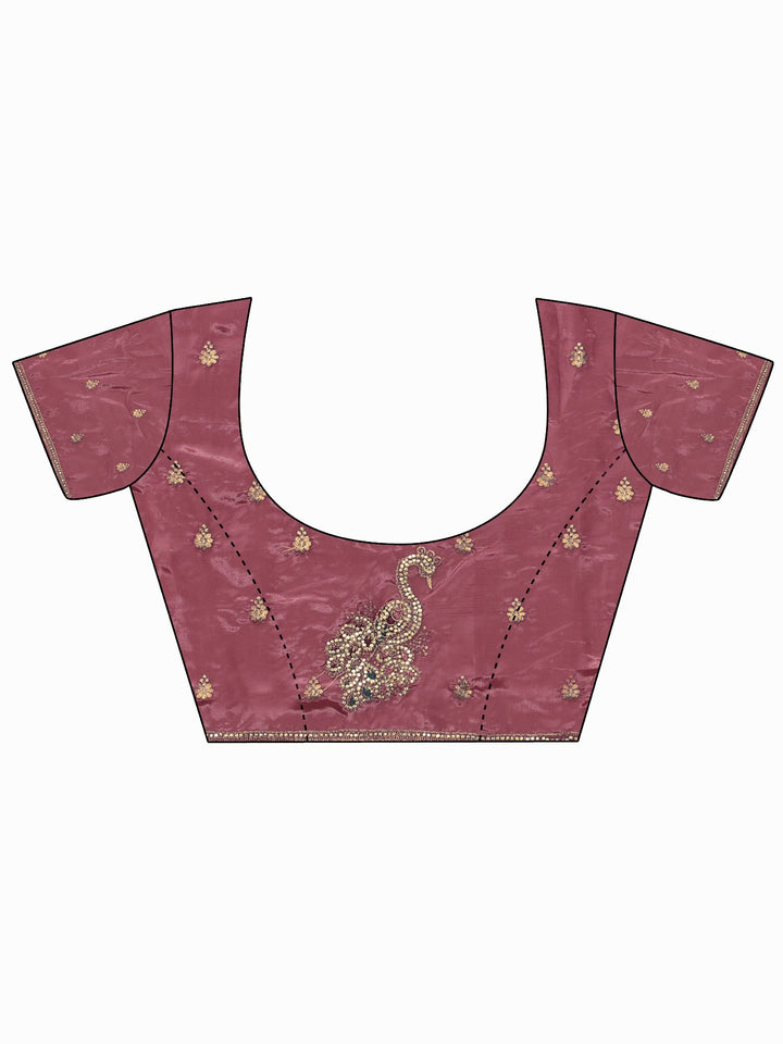Libas Mauve Stone Work Embellished Silk Blend Saree