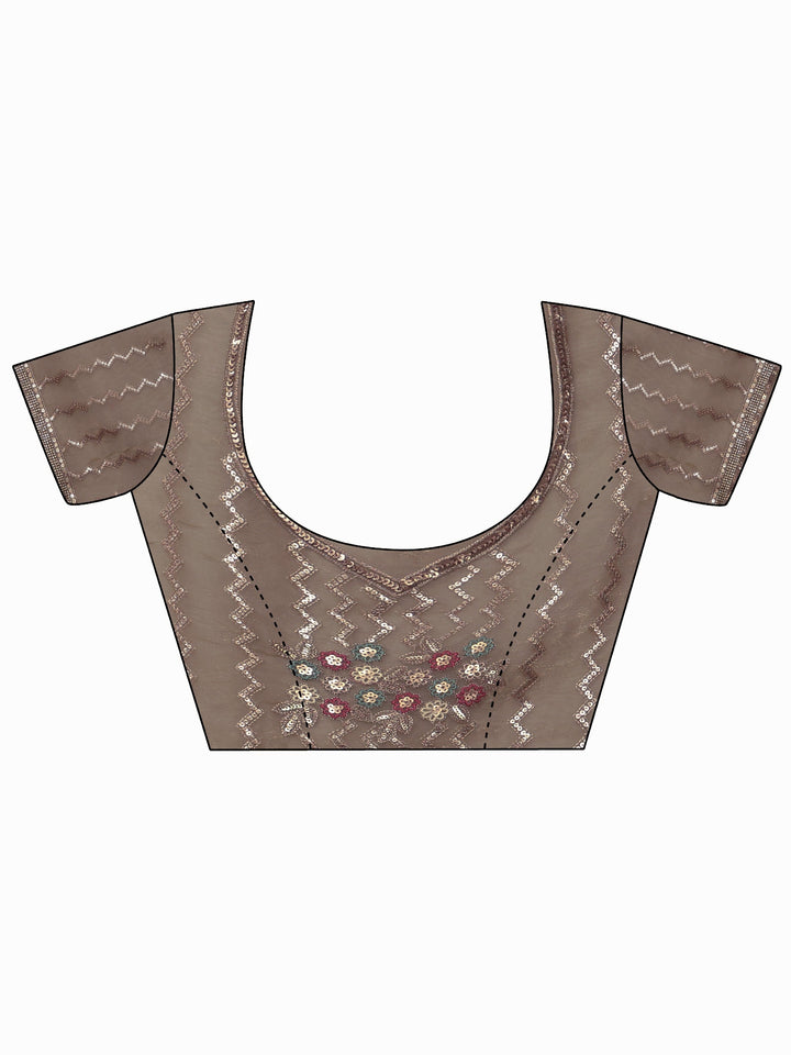 Libas Art Green Chevron Sequin Embellished Tissue Saree