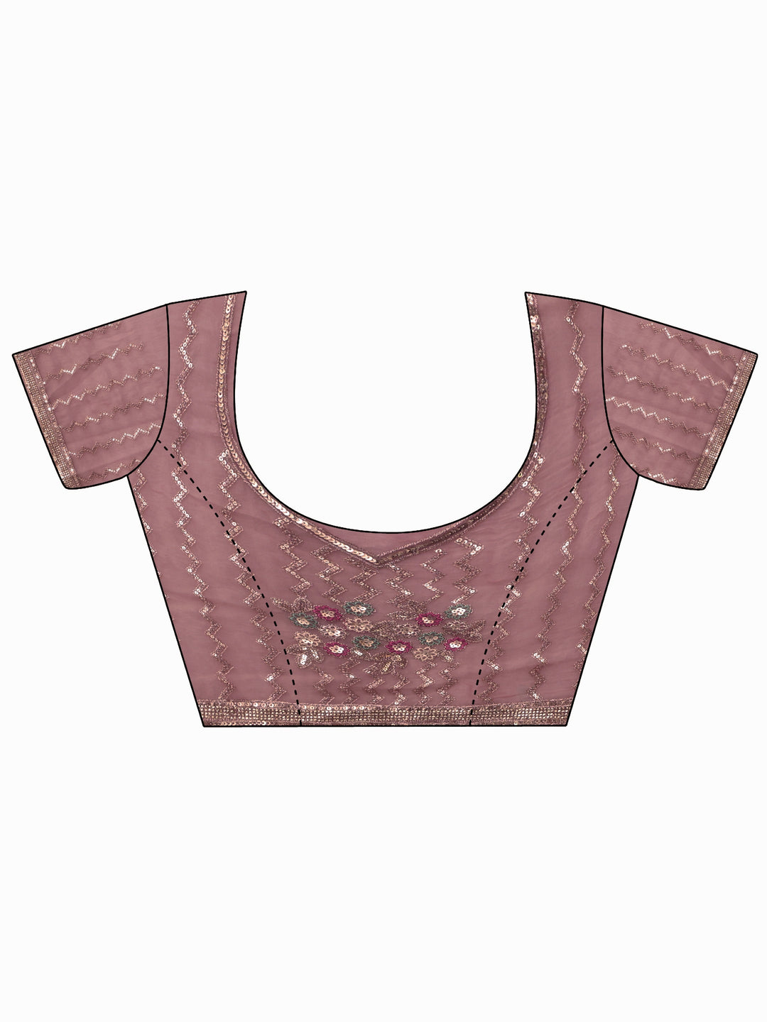 Libas Art Pink Chevron Sequin Embellished Tissue Saree