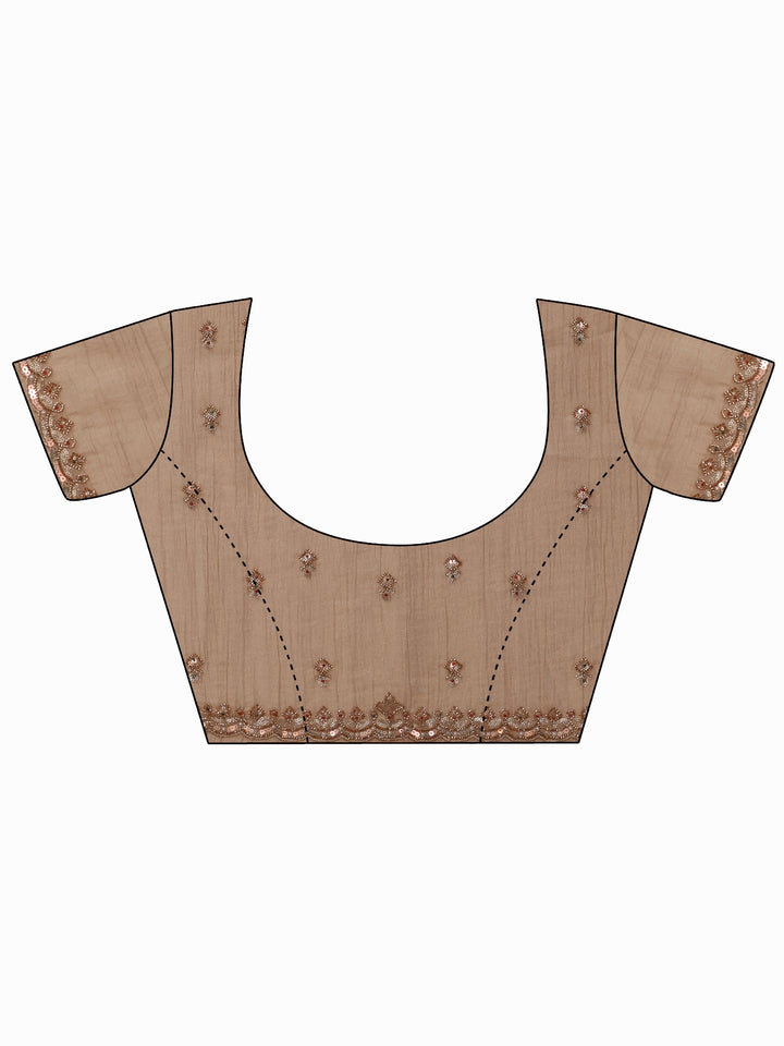 Libas Art Beige Tissue Saree with Embellished Border