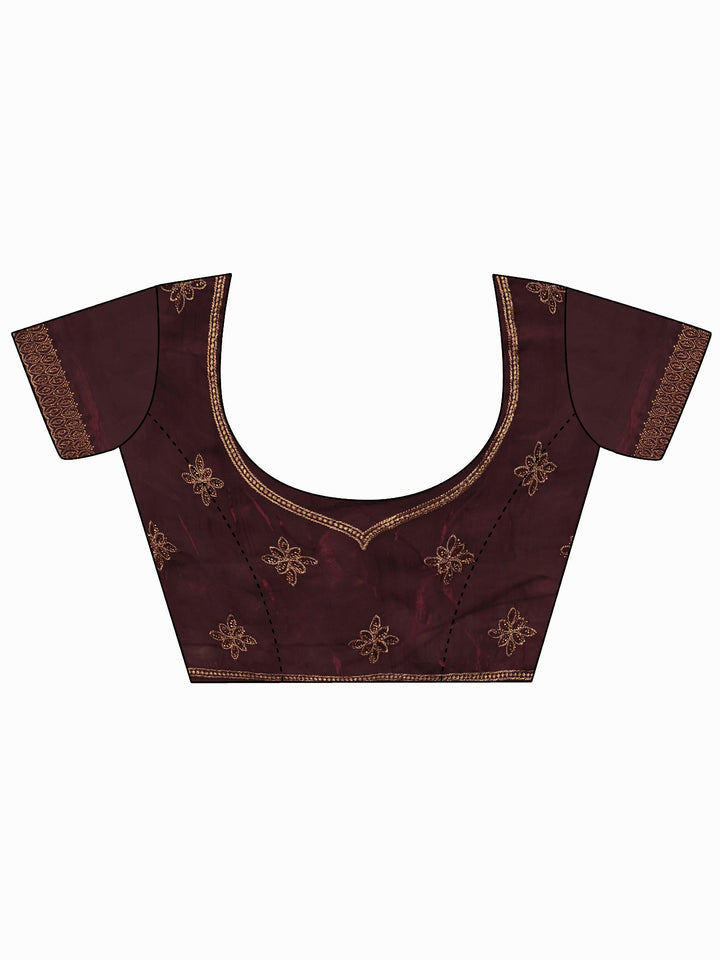 Libas Art Maroon Stone Work Embellished Tissue Saree